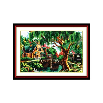 

Joy Sunday Needlework,cross-stitch kits, Set Embroidery Kit, Precise Print Green depths Pattern Sufficient Line Cross Stitch