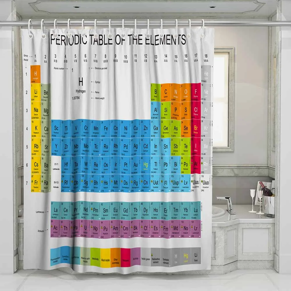 

3D Periodic Table of Elements Beach Shower Curtain Bathroom Waterproof Polyester Printing Curtains for Bathroom Shower