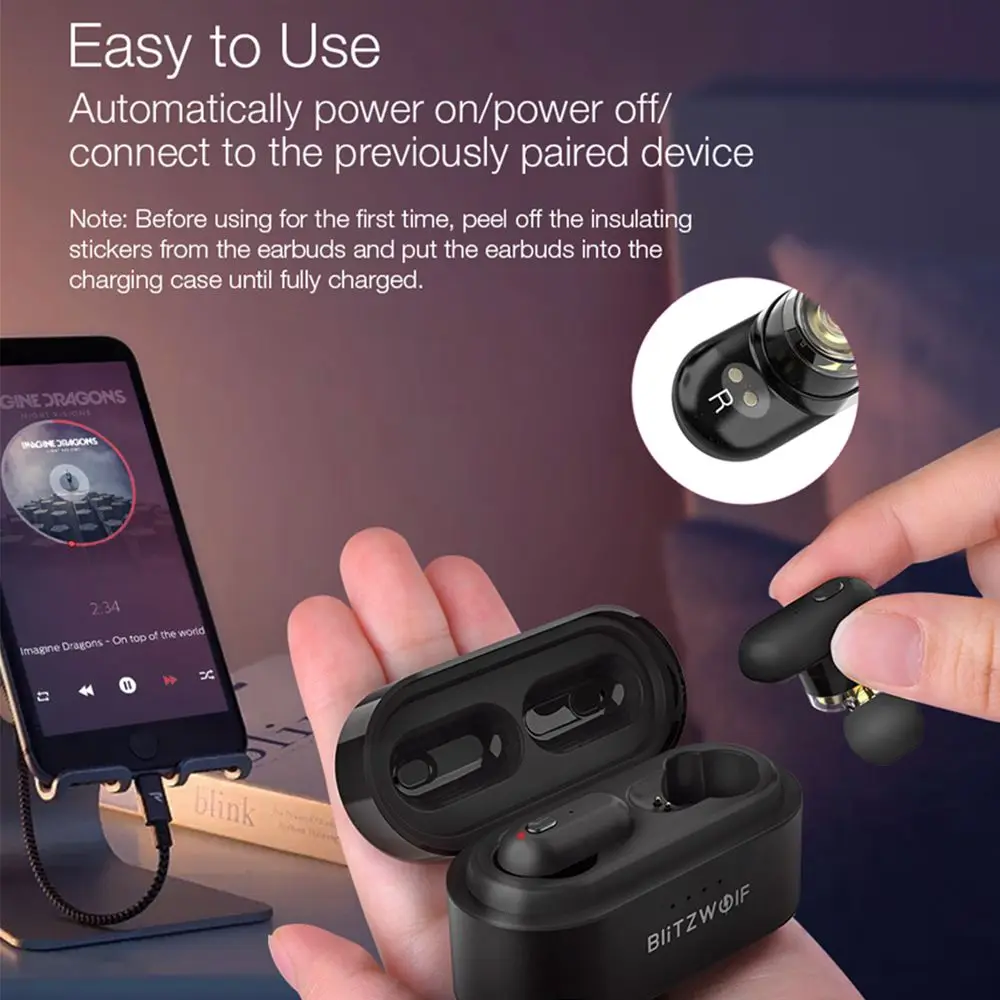 Funcionando sem Fio Fone de Ouvido Fones de Ouvido Fones de Ouvido sem Driver Dinâmico Duplo] Blitzwolf Fye7 Tws Bluetooth 5.0 Esporte Intra-auricular Baixo Estéreo Bilateral Hi-fi Música Verdadeiros sem bw - Image 3