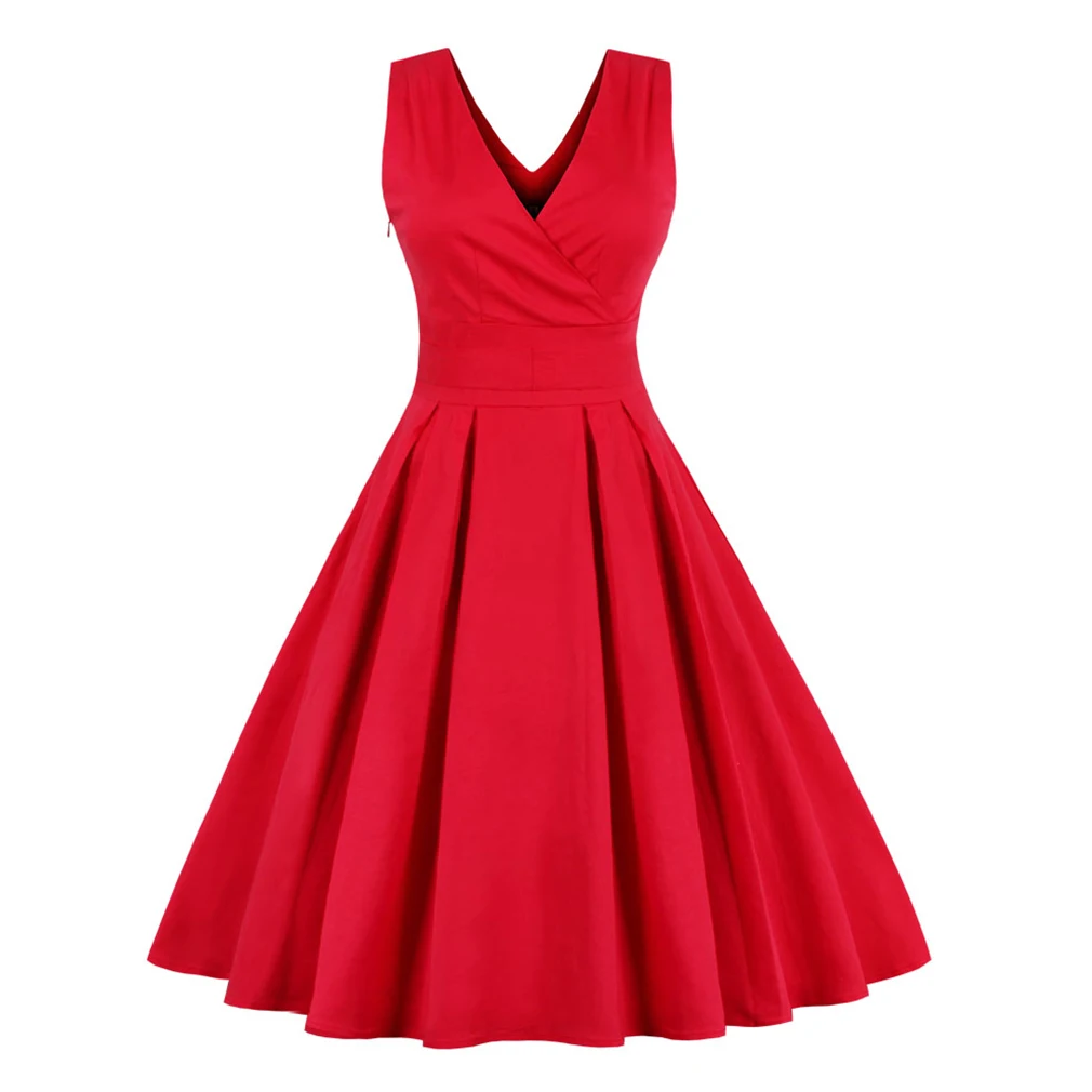 Women Elegant Red Vintage font b Dress b font Stretchy Cotton font b Plus b font