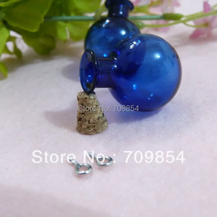 

free shipping!!! 100pcs/lot Wholesale Mini Blue Glass Bottle Vials Charms Pendants 23*20*6mm