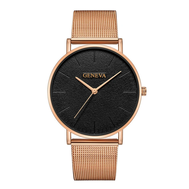 

Geneva Relogio Masculino Ultra thin Wristwatch Women Luxury Mesh Stainless Steel Watches Men's Women's Watch Female Male Clock