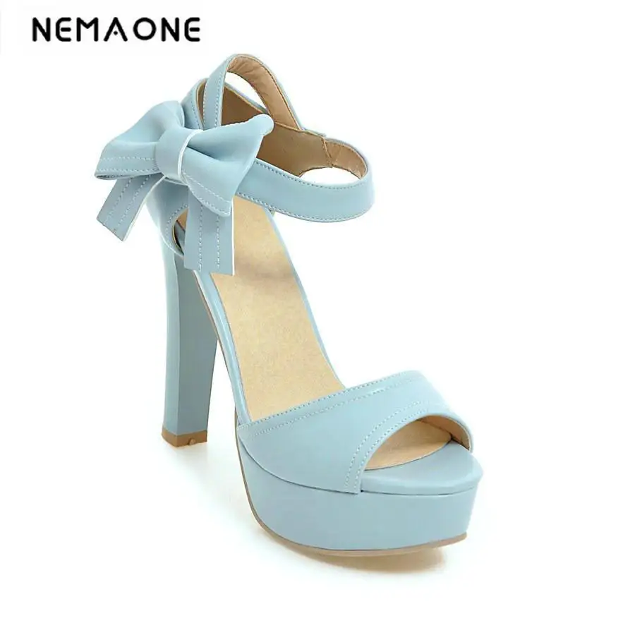 2018 New women sandals sweet bowtie high heels shoes summer party or wedding shoes woman