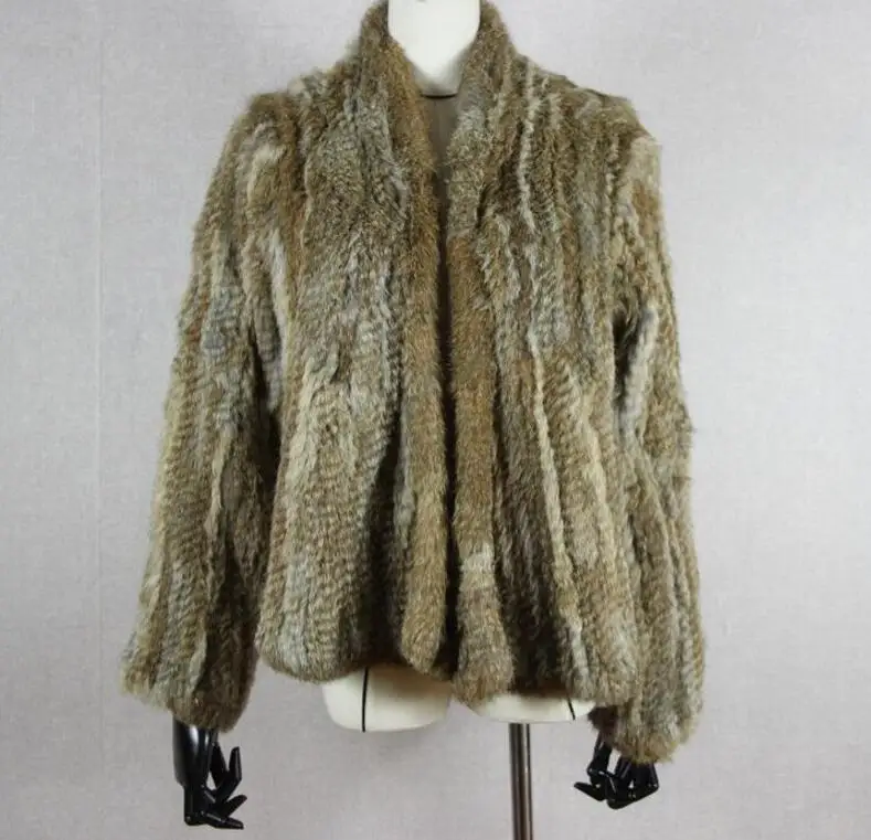 Распродажа,, женская натуральная куртка из натурального кроличьего меха, жилет/Куртки с кроличьим мехом, вязаное зимнее теплое пальто harppihop - Цвет: grass yellow