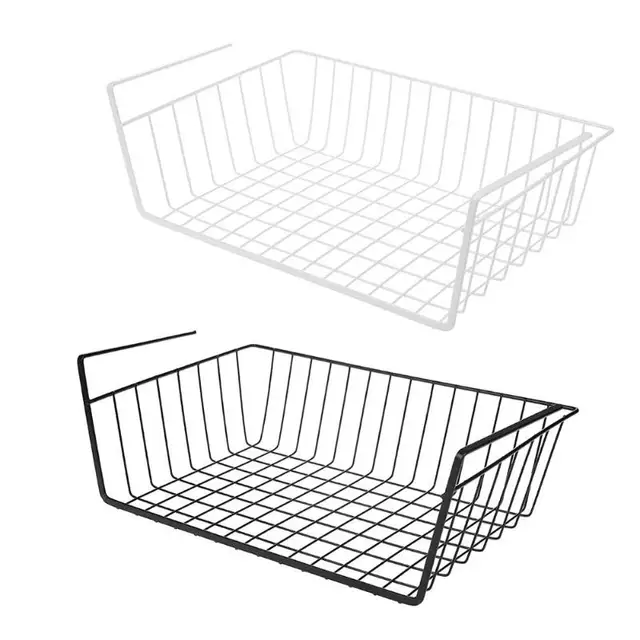 Best Offers Hanging Under Shelf Storage Iron Mesh Basket Cupboard Cabinet Door Organizer Rack Closet Holders Storage Basket Rack Organizer