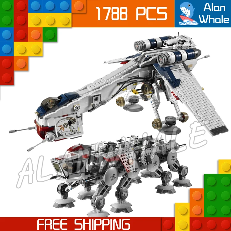 

1788pcs Space Wars Republic Dropship with AT-OT Walker 05053 DIY Model Building Blocks Teenagers Toys Brick Compatible with Lego