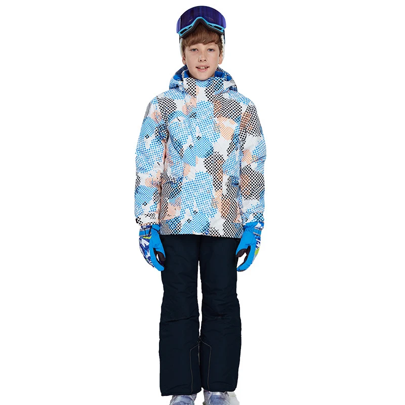 

Winter Boy Ski Suit Outdoor Sports Single Snowboard Jacket + Snow Pants Waterproof Kids Skiing Set Roupa De Warm And Windproof