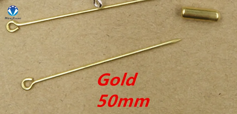 Gold 50mm MINGXUAN 20 шт./лот 50/70 мм Длина унисекс Модные Винтажные латунь 5 видов цветов покрытием длинная Брошь булавка настройки, сделай сам, ювелирное изделие - Окраска металла: Gold 50mm