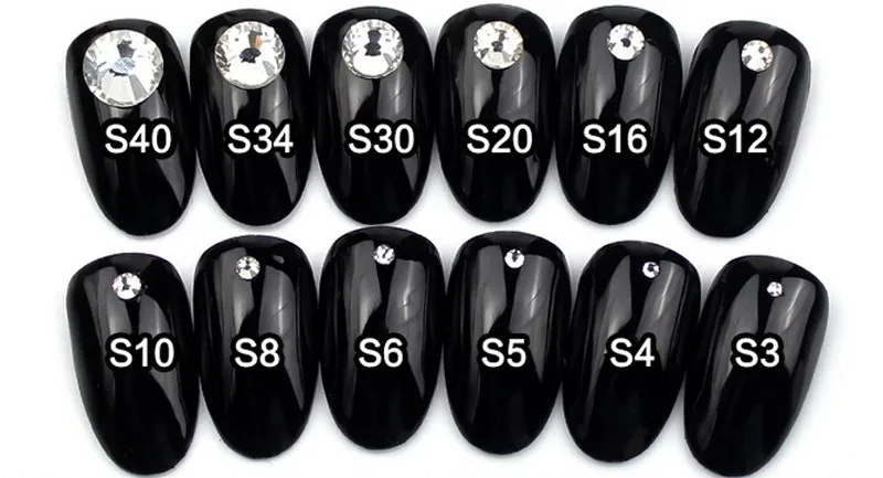 AAA Кристалл Стекло flaback черный 3D не горячей фиксации Стразы для дизайна ногтей и DIY мобильный телефон оболочки SS3-SS34(1.3MM7MM