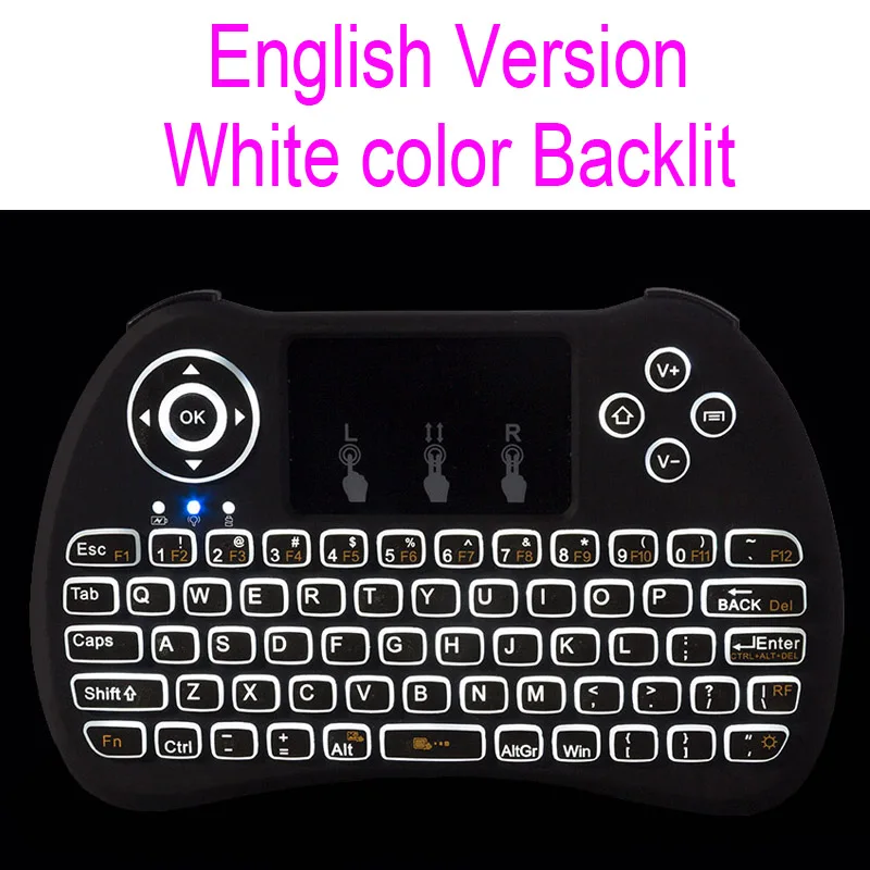 H9+ Подсветка H9 2,4G Беспроводная английская русская клавиатура с подсветкой с тачпадом для мини-ПК Smart tv Box ноутбука ПК - Цвет: English Backlit