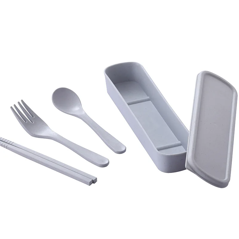 GZZT Spoon Fork Chopsticks Bamboo Fiber Portable Tableware Children Lunch Box Set Healthy Baby Kids Spoon Fork Chopsticks Set