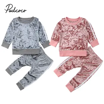 

Velvet Sweatshirt+pants 2 piece set kids boys girls clothes 2019 toddler costume children outfits baby clothing tracksuit 1-6Y