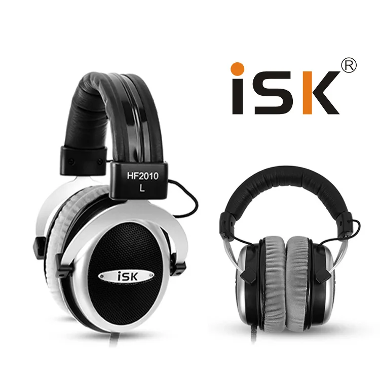 Оригинальные наушники ISK HF2010 с полуоткрытым монитором, Hi-Fi стерео наушники для студийной записи, Аудио гарнитура с шумоподавлением, наушники - Цвет: Черный