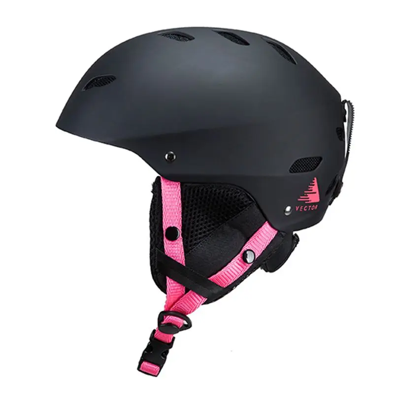 Профессиональные очки маска Лыжный шлем для мужчин и женщин для взрослых CE мотоцикл катание Скейтборд Сноуборд Снег Спорт на открытом воздухе безопасный теплый - Цвет: Black Pink