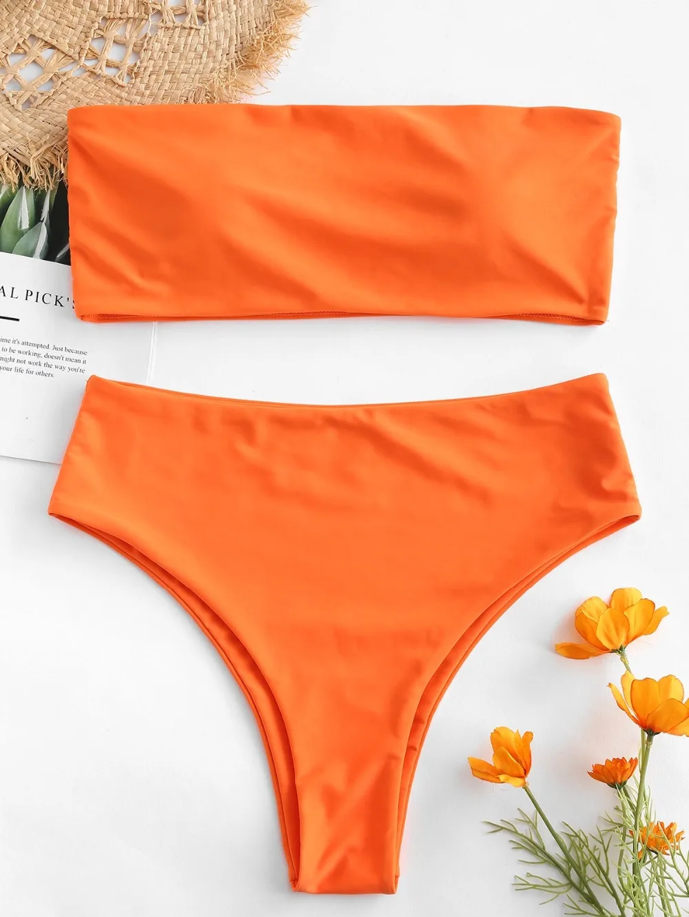 Boning Side Strapless Bikini Set Bandeau Thong Women High Cut Swimsuit