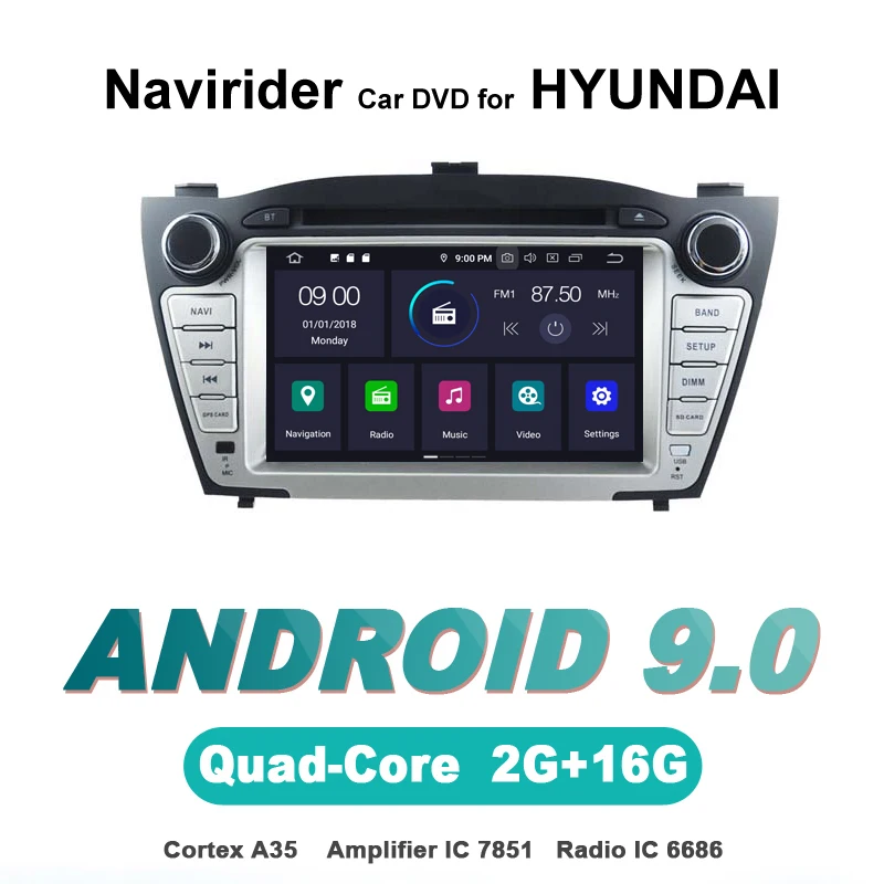 Discount Navirider autoradio gps navigation android 9.0 car radio Player for HYUNDAI TUCSON ix35 2009 multimedia DVD aux stereo device 0