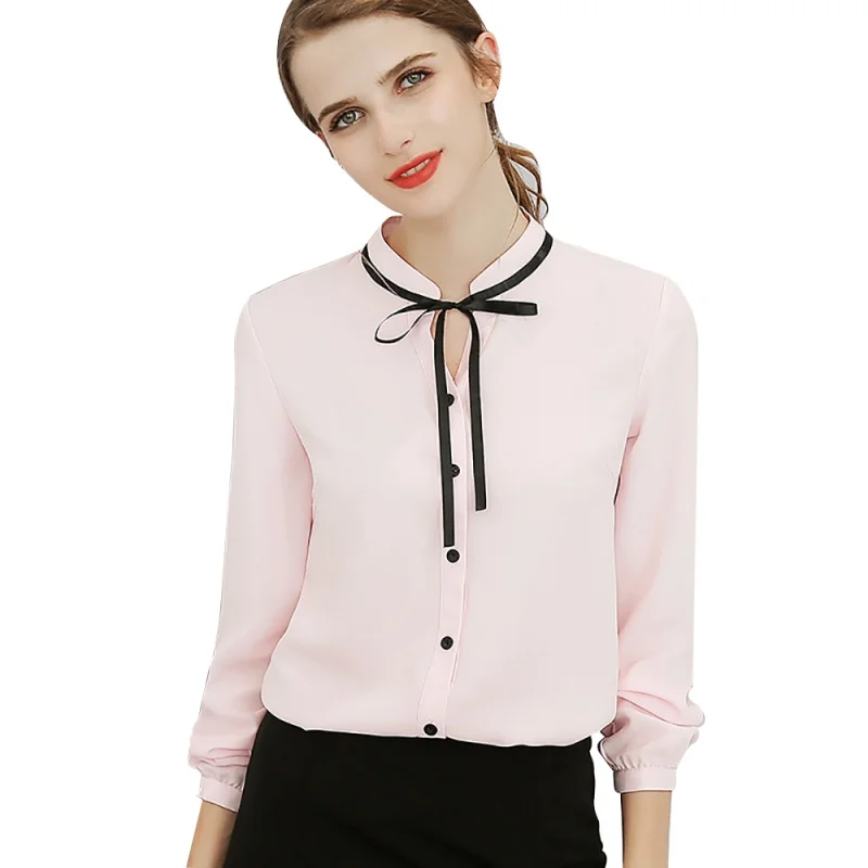 New Spring Autumn Tops Office Ladies Blouse Fashion Long