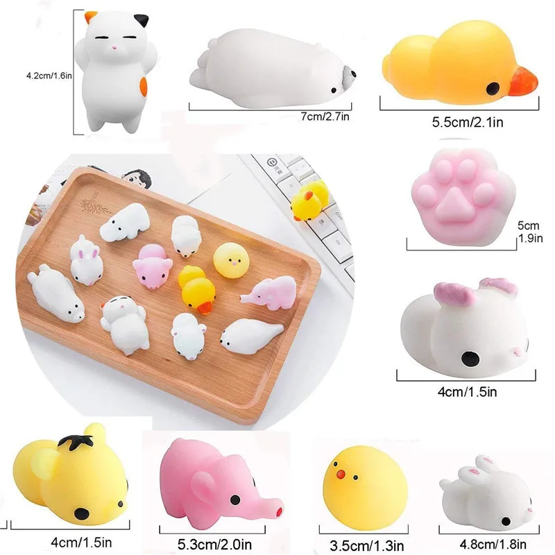 22 шт. мягкие игрушки Mochi, милые мини-игрушки, животные для вечерние сувениры, мягкий милый медведь, кот, тигр, свинья, панда, снятие стресса