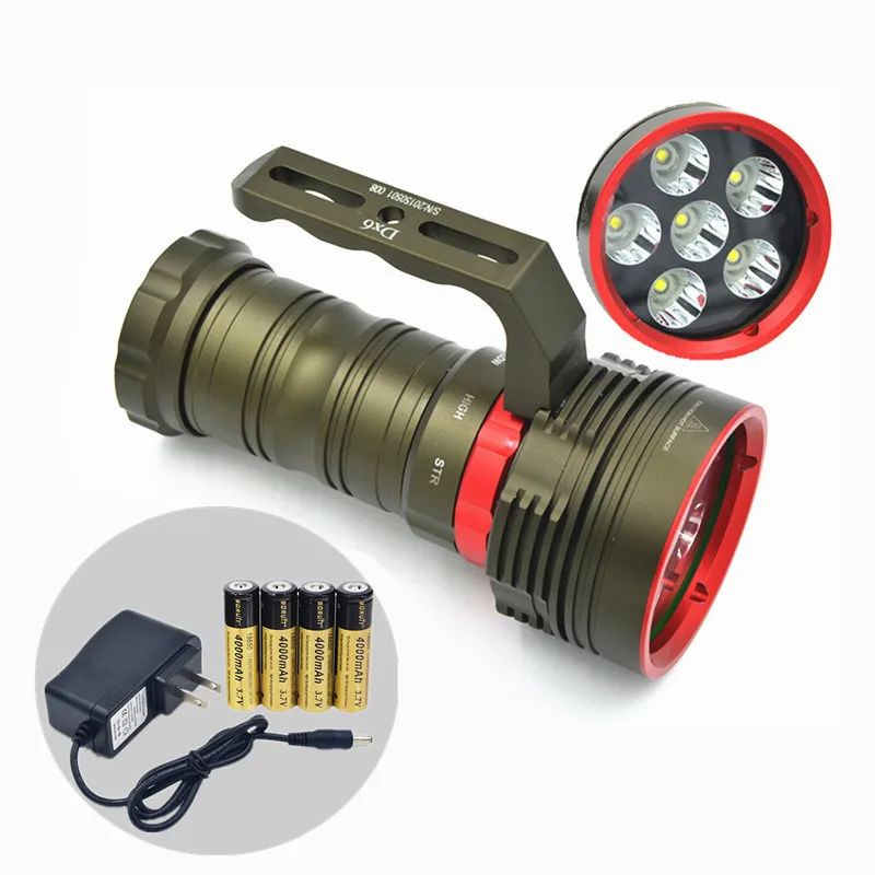 

New 200M Waterproof 9000LM XM-L L2 LED Lantern Diving Flashlight Torch +4*18650+Charger