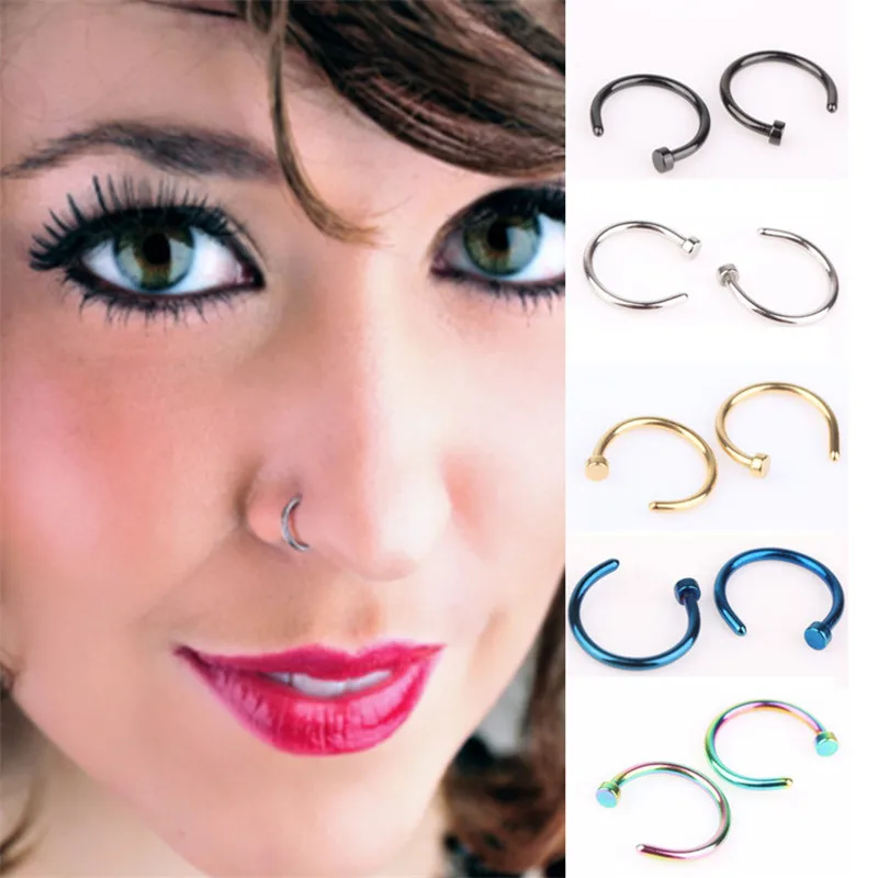 Buy Trendy punk Piercing Nose Hoop Nose Rings 6 8 10mm