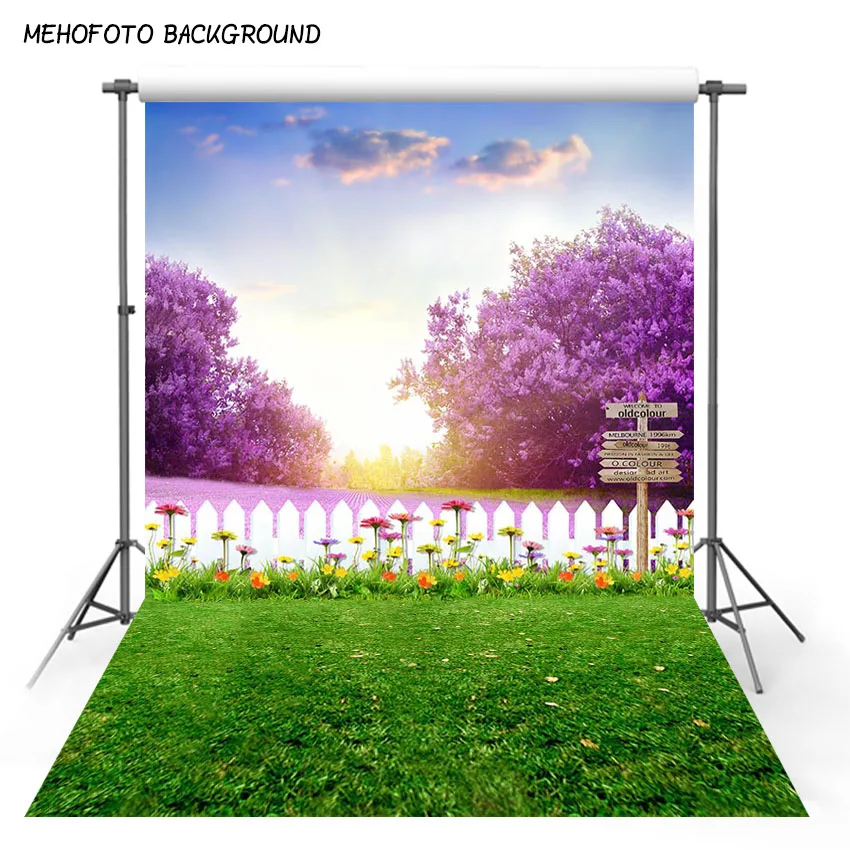 Фон для фотосъемки Mehofond Свадьба Весна природный пейзаж фиолетовые цветы деревья