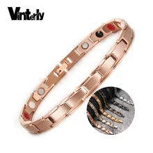 Vinterly женский браслет энергетическая дружба из нержавеющей стали магнитный браслет оздоровительный Германий цвета розового золота браслеты для женщин