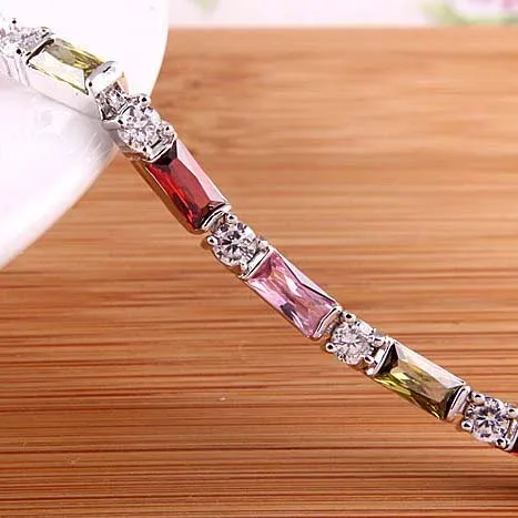 

Fashion network explosion models zircon bracelet color rectangle