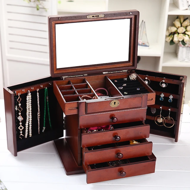 Buy Wooden jewelry box European cassette lock birthday