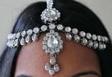 Hechos a mano Kundan piedras pelo cadena Grecian estilo celada head joyería regalo de boda