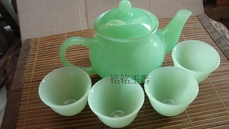 Афганский белый нефрит чайный кунг-фу Чай горшок Чай комплект зеленый Чай горшок Чай комплект