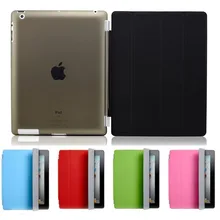 1 Pair/lot PU Leather Slim Magnetic Four Folding Front Smart C0over Skin + Hard PC Back Case For ipad 2 3 4 ipad3 ipad4 case