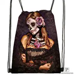Пользовательские Day of the Dead Skull DrawstringBackpackBagforMan женщина милый рюкзак детский Ранец (черный назад) 31x40 см #20180611-03-164