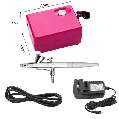 Розовый Аэрограф компрессора комплект 0,4 мм Аэрограф для ногтей искусство, макияж лица, торт окраска, тату хобби искусство - Цвет: UK style