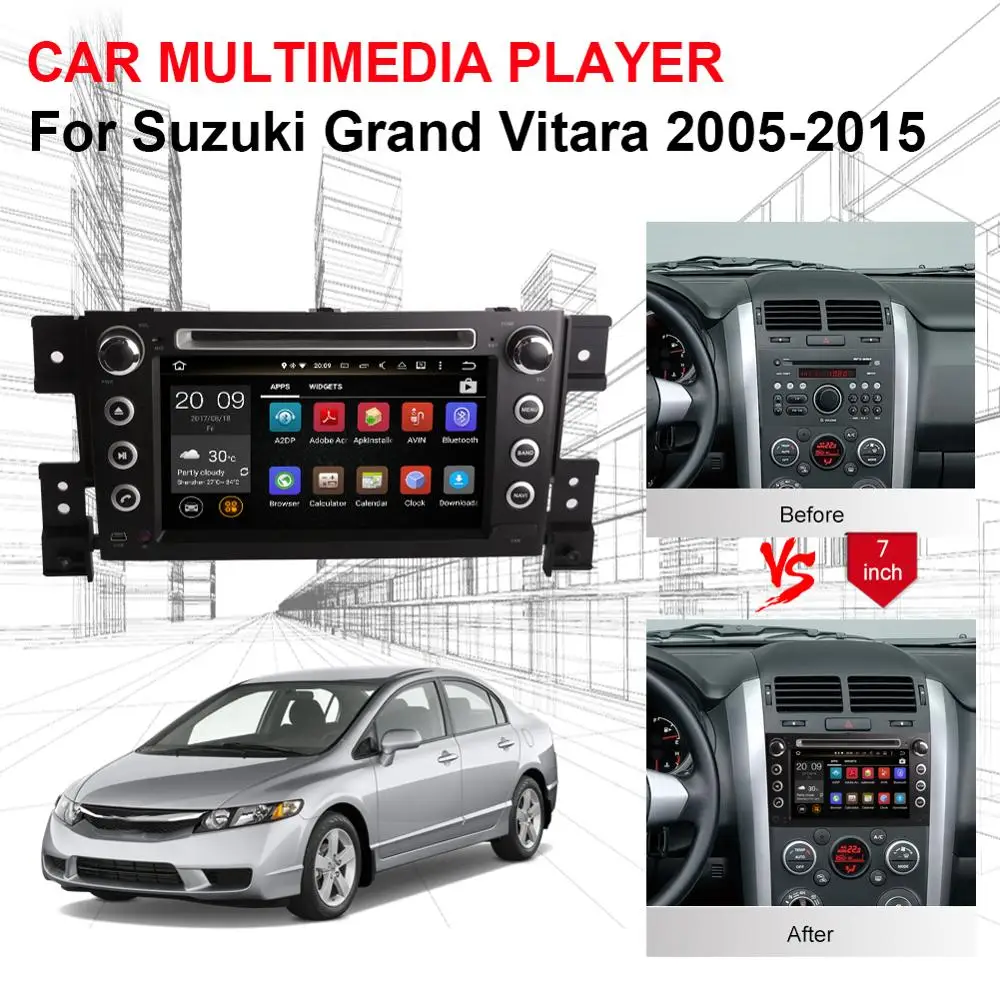 Clearance Android 9.0 Octa Core 4GB RAM Car Multimedia Player with GPS Navigation For Suzuki Grand Vitara 2005-2015 Car Radio Stereo WIFI 2