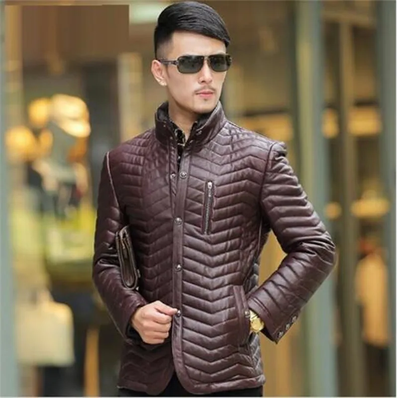 2016 New Design Man Leather Jacket Brand Fashion Winter Leather Jacket Men Coat Mink Collar 