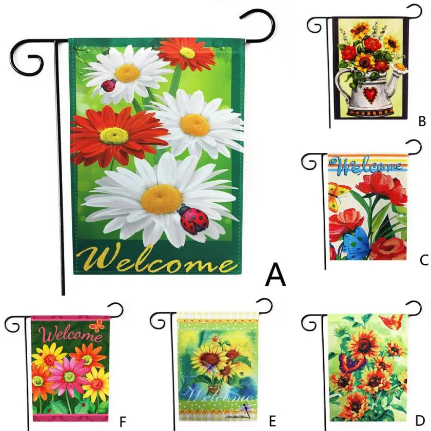

Hellow Spring Garden Flag Indoor Outdoor Home Decor Letters Flowers Flag JANE1