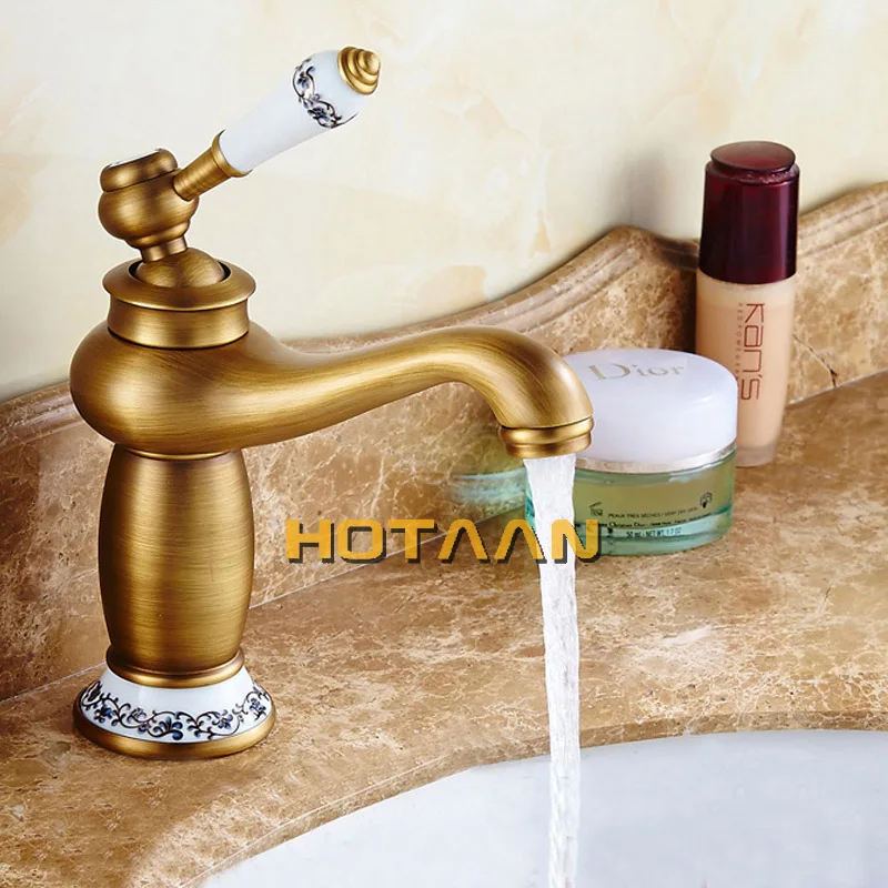Bathroom Faucet Antique Bronze Finish Brass Basin Sink Faucet Single Handle Mixer Hot and Cold Lavatory Water Taps basin faucet,bathroom faucet