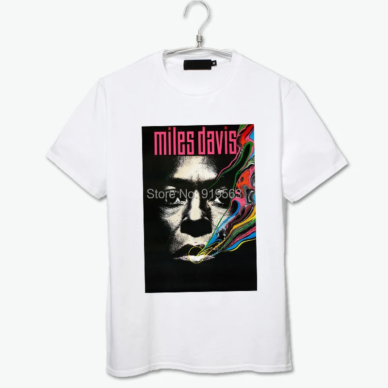 

The past away jazz mater miles davis poster pattern cotton t shirt export orders high quality tee