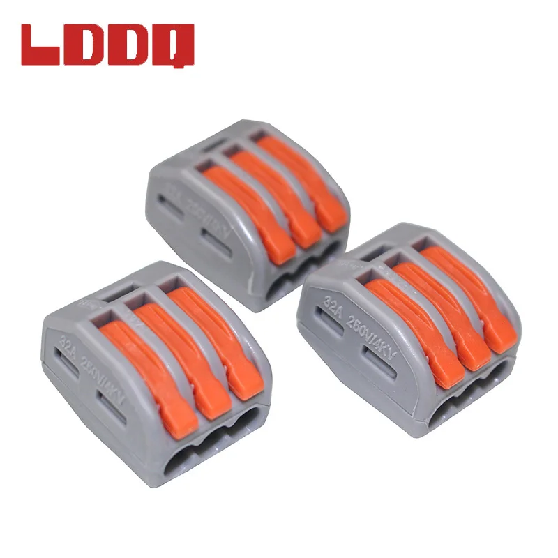 LDDQ 100PCS PCT213 Connector Universal Compact Wire Wiring Connectors 3 Pin Conductor Terminal Block Level AWG 28-12 | Обустройство