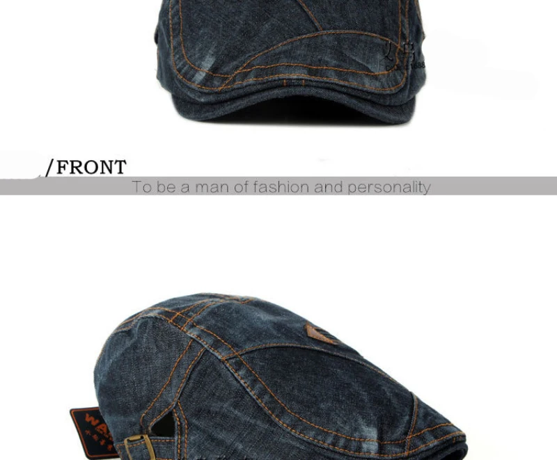 HT1195 Fashion Spring Summer Jeans Beret Hats for Men Women Quality Casual Unisex Denim Beret Cap Fitted Sun Cabbie Ivy Flat Cap