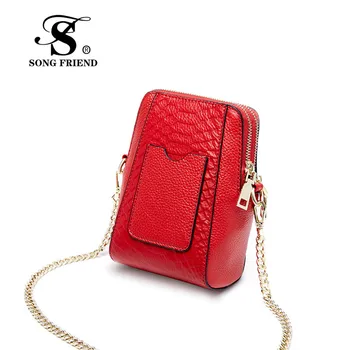 

SONG FRIEND new luxury leather bag women's single shoulder crossbody bag crocodile grain head layer cowhide chain bag