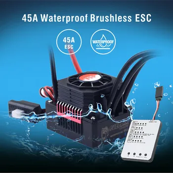 

Remote control Car Accessories Waterproof Sensorless Brushless ESC 45A + LED Program Card For 1/12 1/10 RC Car 6.20