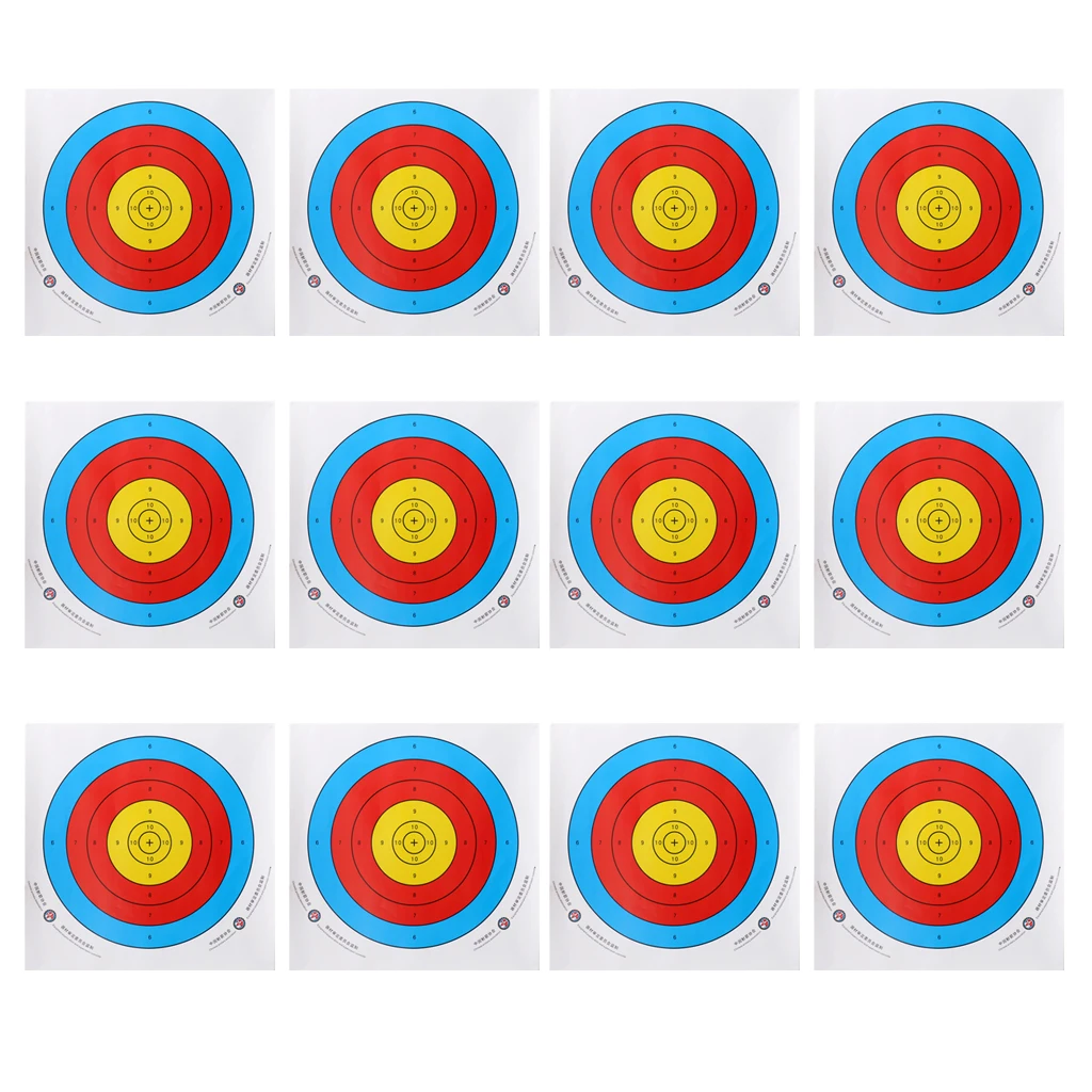 2019 New12 Pieces Professional Archery Target Paper For Recurve Bow Longbow 43x43cm Recurve Bow Target Paper