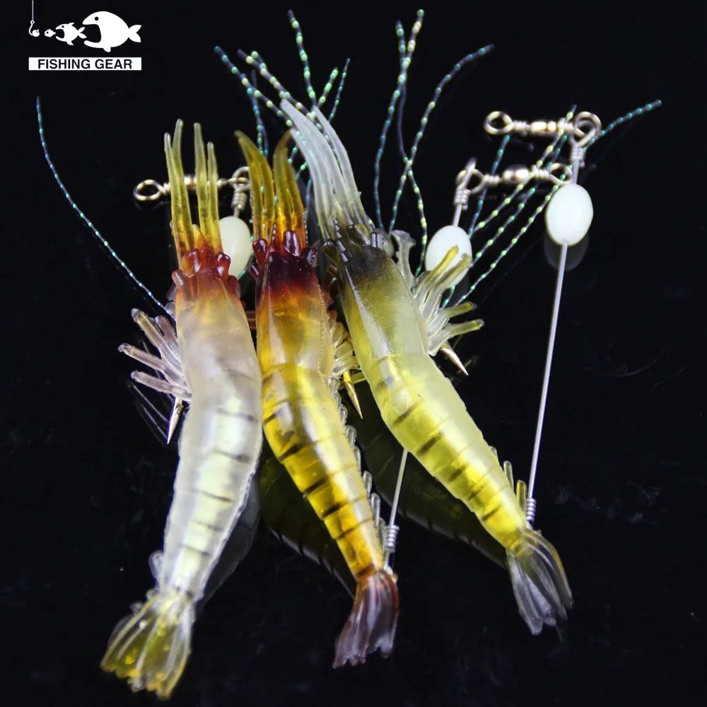 8pcslot 3.9 Inch 6g soft lures isca artifical shrimp lures Soft plastic Silicone Simulation Prawn Shrimp Fishing Lure shap bait  (12)