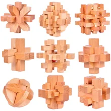 9 шт./компл. бука IQ Burr сцепляющиеся головоломки ум деревянная головоломка головоломки игра для взрослых детей