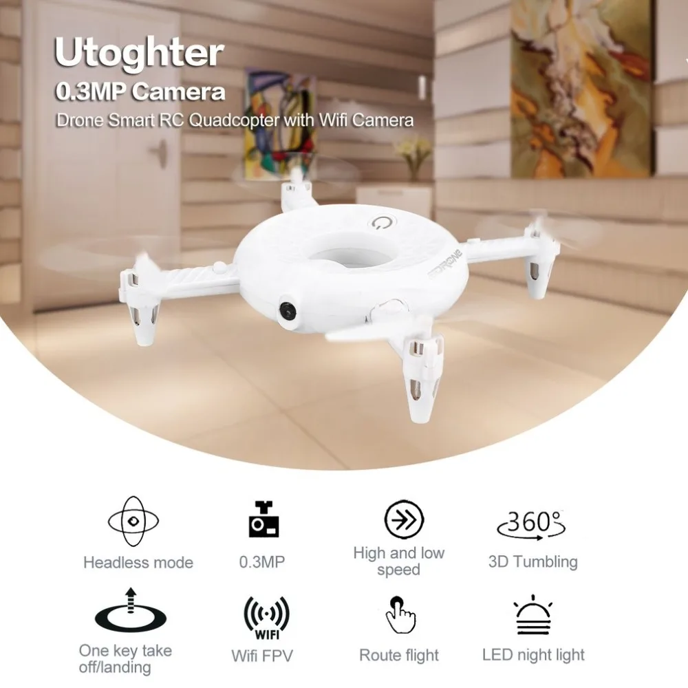 Utoghter Detachtable Drone Smart RC Quadcopter с 0.3MP Wi-Fi Камера в реальном времени высота Удержание БПЛА Headless режим светодио дный свет