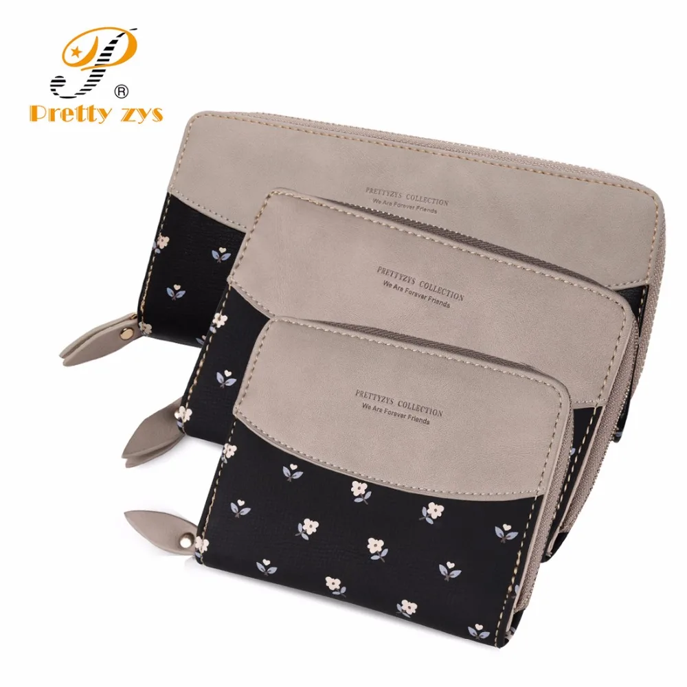 

3 SIZE Women's Floral Leather Wallet Fashion Patch Work Zipper Phone Change Card Clutch Wallets For Girls Coin Purses Holders