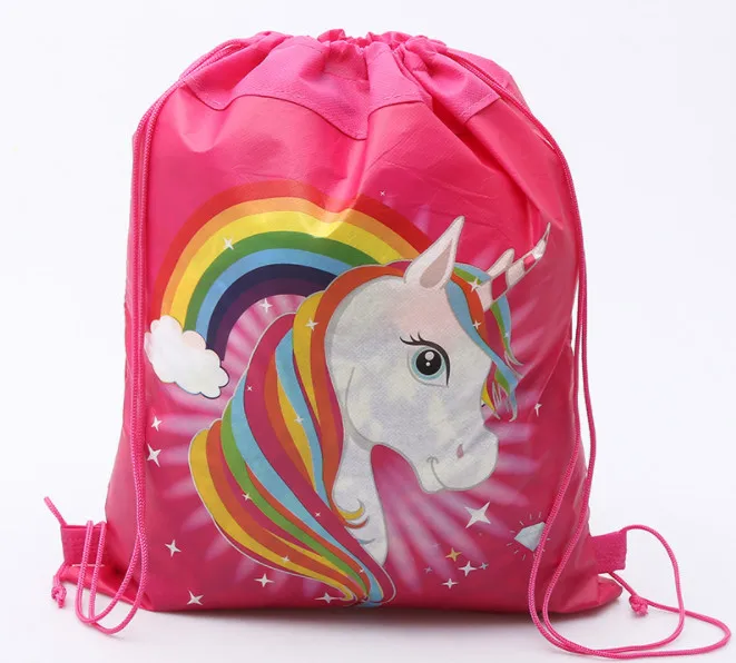 5/10/20/30Pcs Unicorn Drawstring bag for Girls Travel Storage Package Cartoon School Backpacks Children Birthday Party Favors - Цвет: Unicorn-3