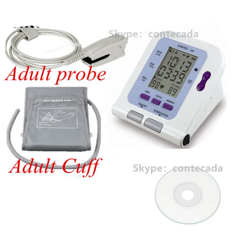 New2018 Digital automatic blood pressure monitor + Adult cuff + probe Contec08C Contec sale NIBP data store SW New2018 Digital automatic blood pressure monitor + Adult cuff + probe Contec08C Contec sale NIBP data store SW