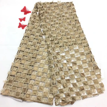 

2019 High Quality Lace Fabric With Beaded Nigerian Tulle Mesh Lace Onion Color Lace Fabric Embroidery Lace For Wedding